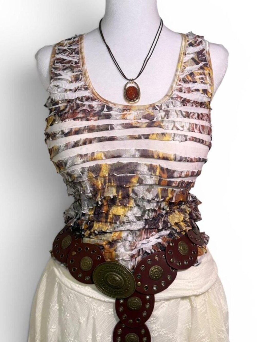 ⭐️ Cache Y2K boho layered mesh tank top ⭐️